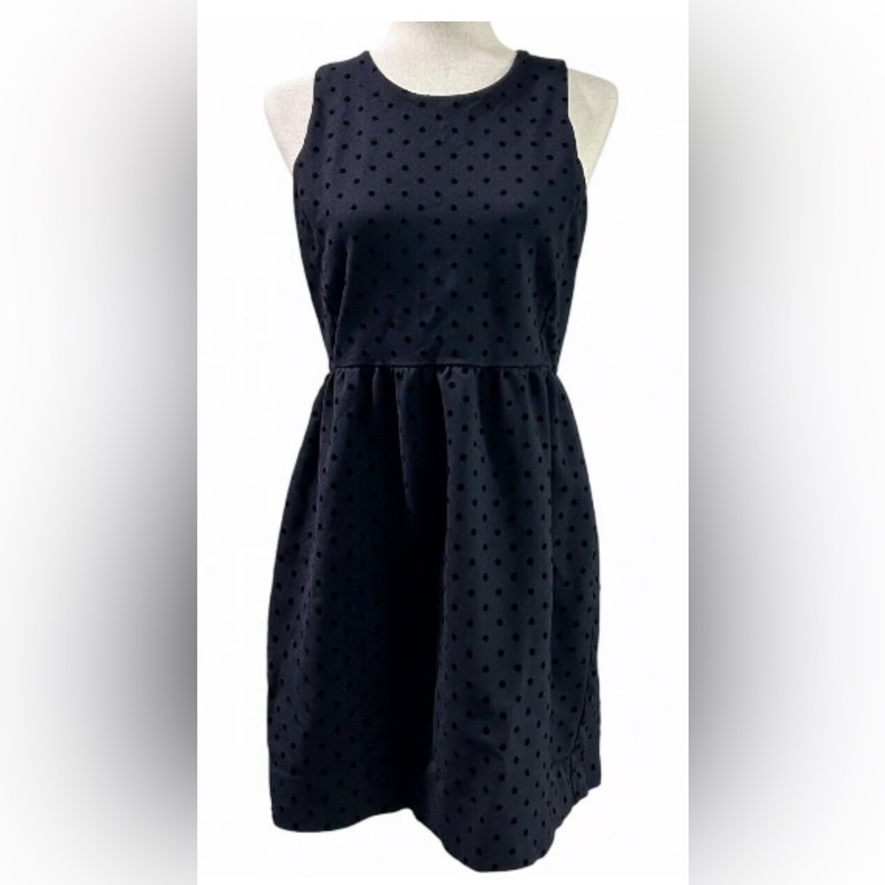 J. Crew Midi Blue Polka Dot Dress Sleeveless Large